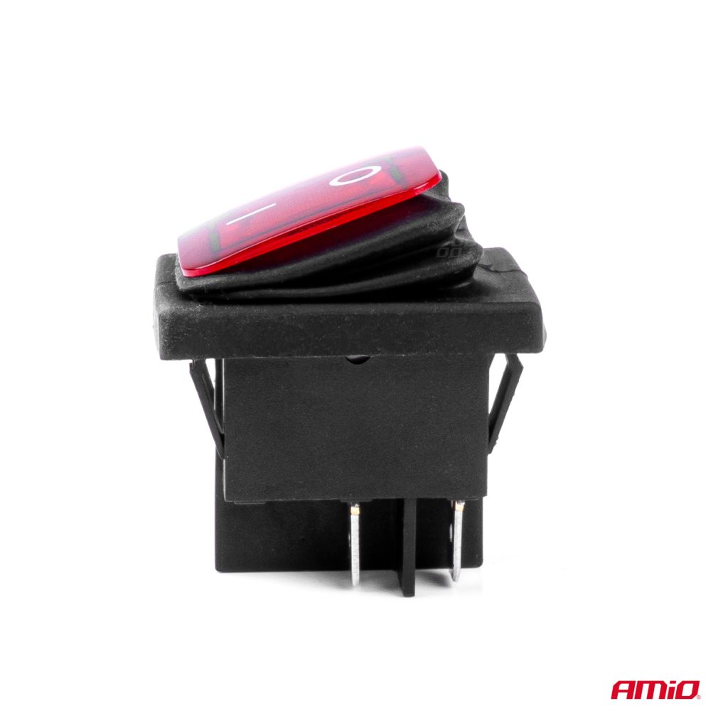 Εικόνα 3 από 5 — Amio – ΔΙΑΚΟΠΤΗΣ ON/OFF 4 ΕΠΑΦΩΝ 20A 12/24V ΚΟΚΚΙΝΟΣ ΦΩΤΙΣΜΟΣ ΟΡΘΟΓΩΝΙΟΣ – 1 ΤΕΜ. (03092/AM)