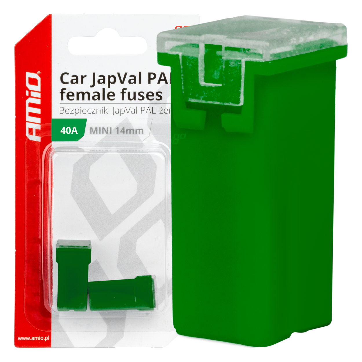 Εικόνα 1 από 3 — Amio – ΑΣΦΑΛΕΙΕΣ JapVal PAL ΜΙΝΙ 14mm ΘΗΛΥΚΕΣ 40A ΣΕ ΠΡΑΣΙΝΟ ΧΡΩΜΑ – 2 Τεμ. (03438/AM)