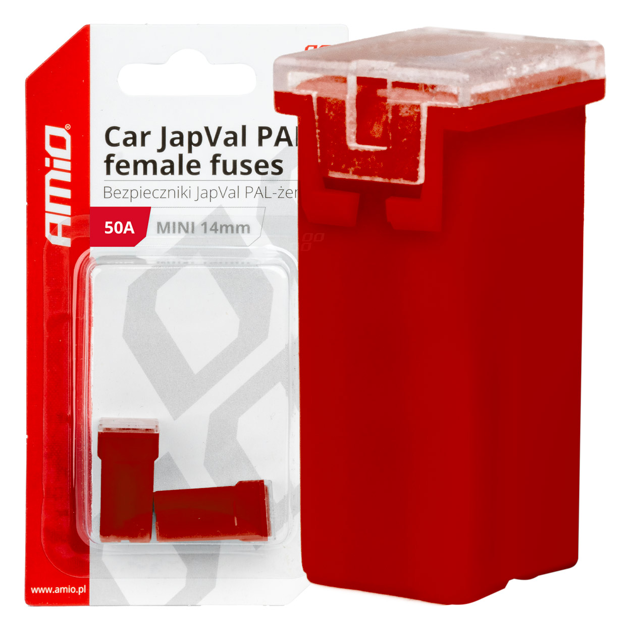 Εικόνα 1 από 3 — Amio – ΑΣΦΑΛΕΙΕΣ JapVal PAL ΜΙΝΙ 14mm ΘΗΛΥΚΕΣ 50A ΣΕ ΚΟΚΚΙΝΟ ΧΡΩΜΑ – 2 Τεμ. (03439/AM)