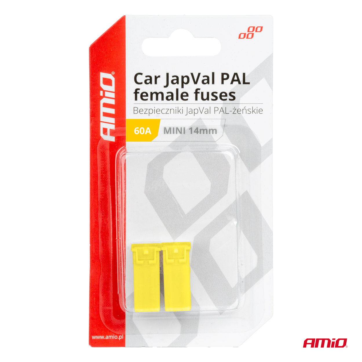Εικόνα 3 από 3 — Amio – ΑΣΦΑΛΕΙΕΣ JapVal PAL ΜΙΝΙ 14mm ΘΗΛΥΚΕΣ 60A ΣΕ ΚΙΤΡΙΝΟ ΧΡΩΜΑ – 2 Τεμ. (03440/AM)