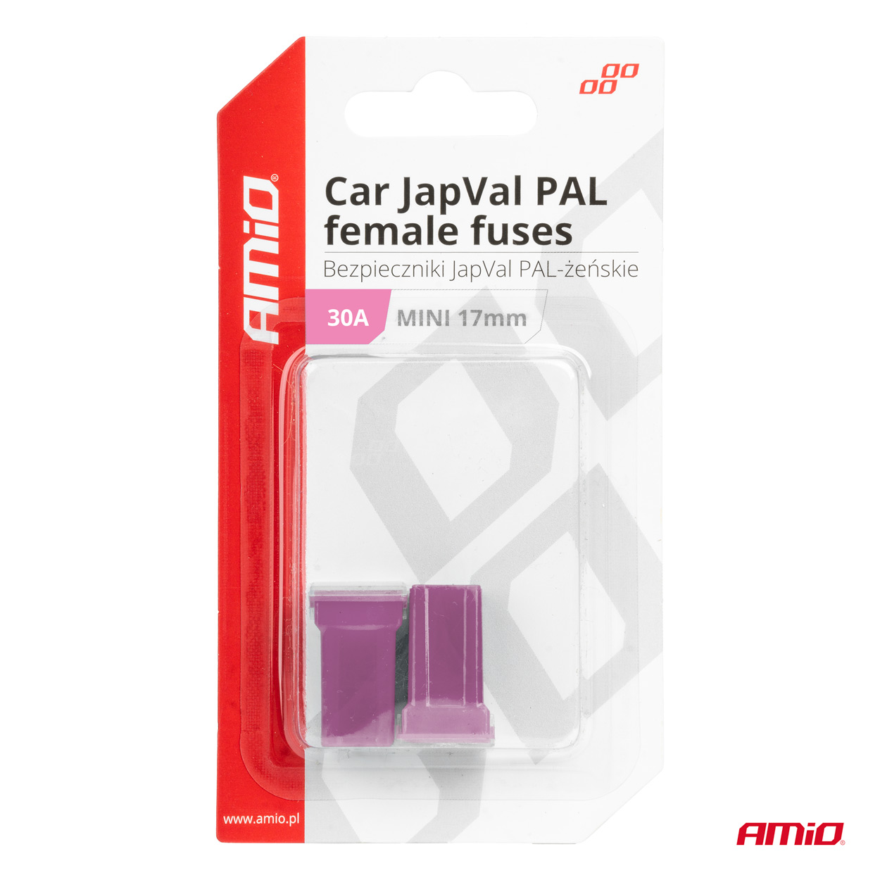 Εικόνα 3 από 3 — Amio – ΑΣΦΑΛΕΙΕΣ JapVal PAL ΜΙΝΙ 17mm ΘΗΛΥΚΕΣ 30A ΣΕ ΜΩΒ ΧΡΩΜΑ – 2 Τεμ. (03444/AM)