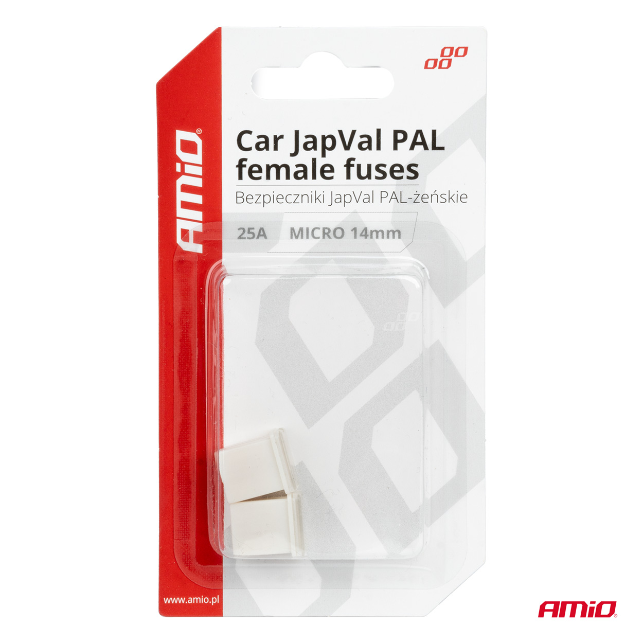Εικόνα 3 από 3 — Amio – ΑΣΦΑΛΕΙΕΣ JapVal PAL ΜICRO 14mm ΘΗΛΥΚΕΣ 25A ΣΕ ΛΕΥΚΟ ΧΡΩΜΑ – 2 Τεμ. (03452/AM)