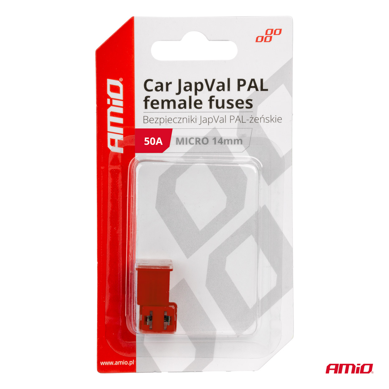Εικόνα 3 από 3 — Amio – ΑΣΦΑΛΕΙΕΣ JapVal PAL ΜICRO 14mm ΘΗΛΥΚΕΣ 50A ΣΕ ΚΟΚΚΙΝΟ ΧΡΩΜΑ – 2 Τεμ. (03455/AM)