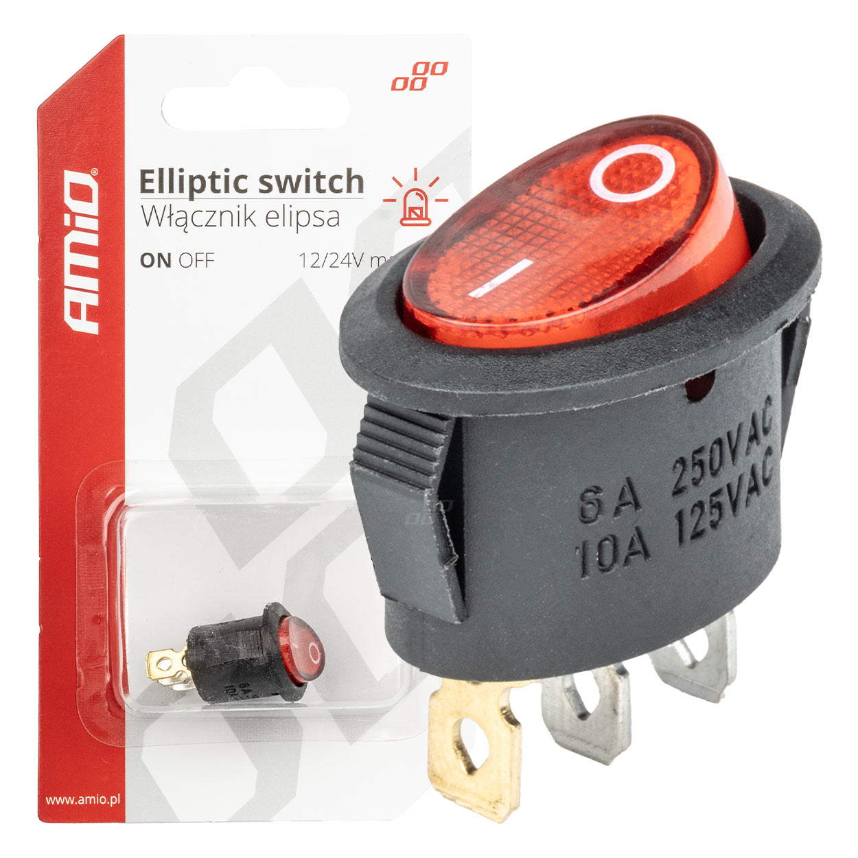 Εικόνα 1 από 5 — Amio – ΔΙΑΚΟΠΤΗΣ ON/OFF 3 ΕΠΑΦΩΝ 12V 230A ΟΒΑΛ ΚΟΚΚΙΝΟΣ ΦΩΤΙΣΜΟΣ – 1 ΤΕΜ. (03612/AM)
