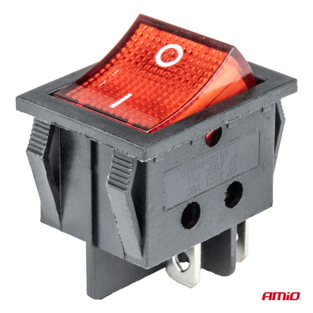 Εικόνα 2 από 5 — Amio – ΔΙΑΚΟΠΤΗΣ ON/OFF 12/24V 4 ΕΠΑΦΩΝ ΟΡΘΟΓΩΝΙΟΣ ΚΟΚΚΙΝΟΣ ΦΩΤΙΣΜΟΣ – 1 ΤΕΜ. (03613/AM)