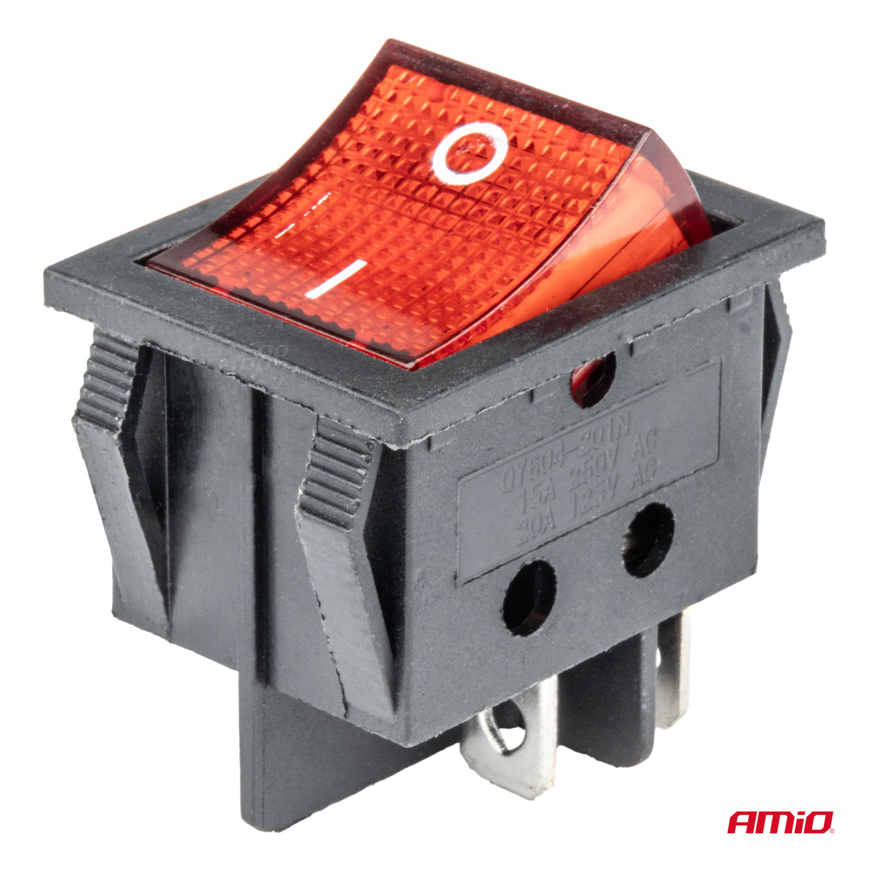 Εικόνα 2 από 5 — Amio – ΔΙΑΚΟΠΤΗΣ ON/OFF 12/24V 4 ΕΠΑΦΩΝ ΟΡΘΟΓΩΝΙΟΣ ΚΟΚΚΙΝΟΣ ΦΩΤΙΣΜΟΣ – 1 ΤΕΜ. (03613/AM)