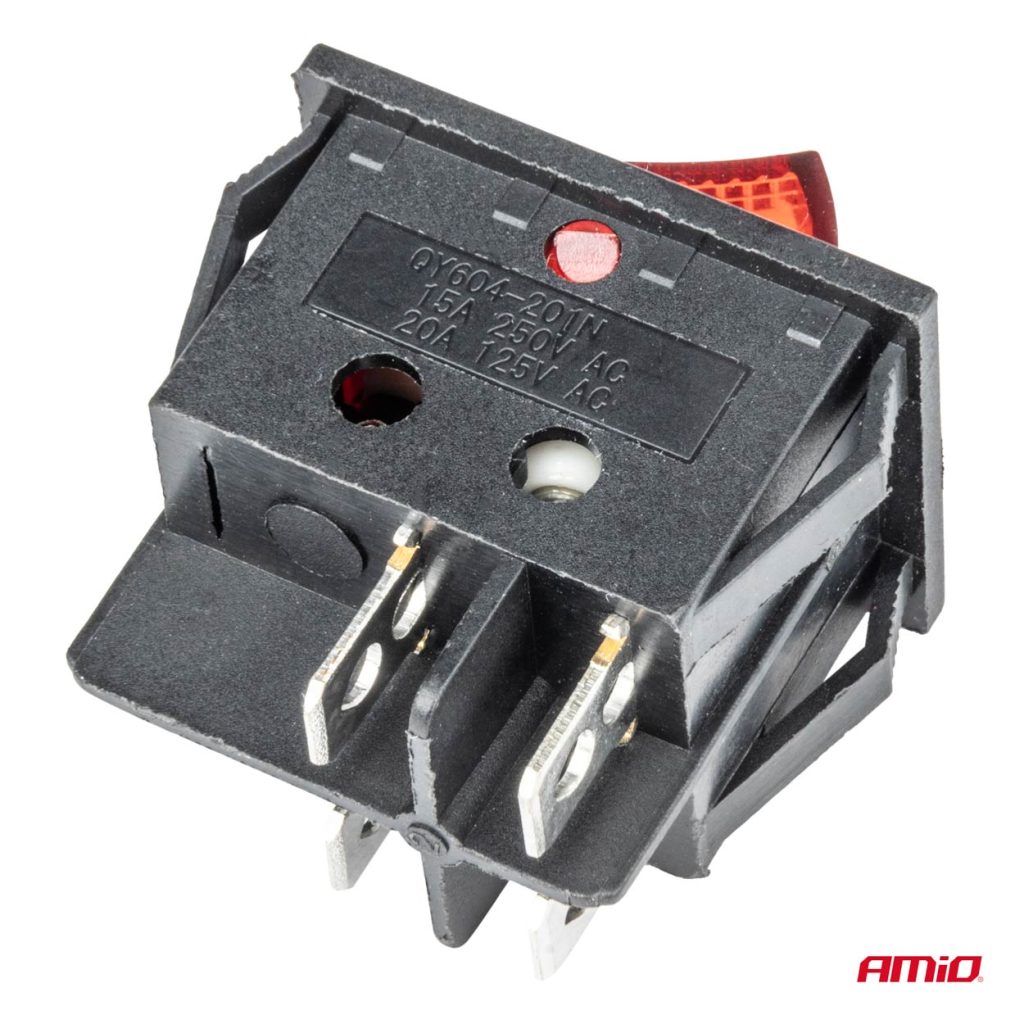 Εικόνα 4 από 5 — Amio – ΔΙΑΚΟΠΤΗΣ ON/OFF 12/24V 4 ΕΠΑΦΩΝ ΟΡΘΟΓΩΝΙΟΣ ΚΟΚΚΙΝΟΣ ΦΩΤΙΣΜΟΣ – 1 ΤΕΜ. (03613/AM)