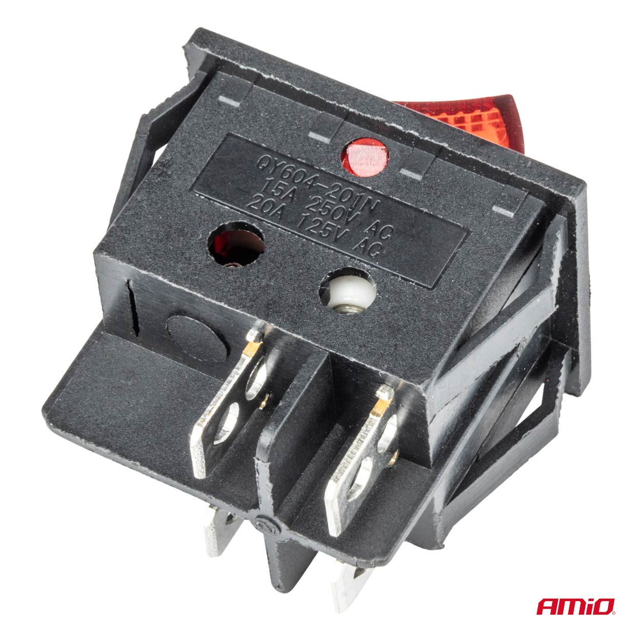 Εικόνα 4 από 5 — Amio – ΔΙΑΚΟΠΤΗΣ ON/OFF 12/24V 4 ΕΠΑΦΩΝ ΟΡΘΟΓΩΝΙΟΣ ΚΟΚΚΙΝΟΣ ΦΩΤΙΣΜΟΣ – 1 ΤΕΜ. (03613/AM)