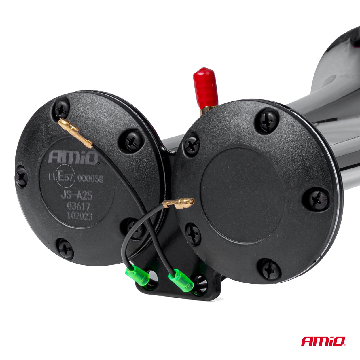Εικόνα 4 από 6 — Amio – ΚΟΡΝΑ ΠΝΕΥΜΑΤΙΚΗ 12/24V 118db ΔΙΠΛΗ 2 ΤΟΝΩΝ ΧΡΩΜΙΟ – 1 ΤΕΜ. (03617/AM)