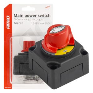 Amio - ΔΙΑΚΟΠΤΗΣ POWER-OFF ΜΠΑΤΑΡΙΑΣ ΣΕ ΒΑΣΗ 12-48V 300A ΜΑΥΡΟ/ΚΟΚΚΙΝΟ - 1 Τεμ. (03838/AM)