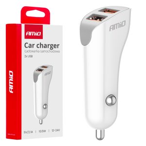 Amio - ΦΟΡΤΙΣΤΗΣ ΑΝΑΠΤΗΡΑ 12/24V ΜΕ 2 ΘΥΡΕΣ 2xUSB 10.5W 5V/2.1A ΛΕΥΚΟ - 1 Τεμ. (03874/AM)