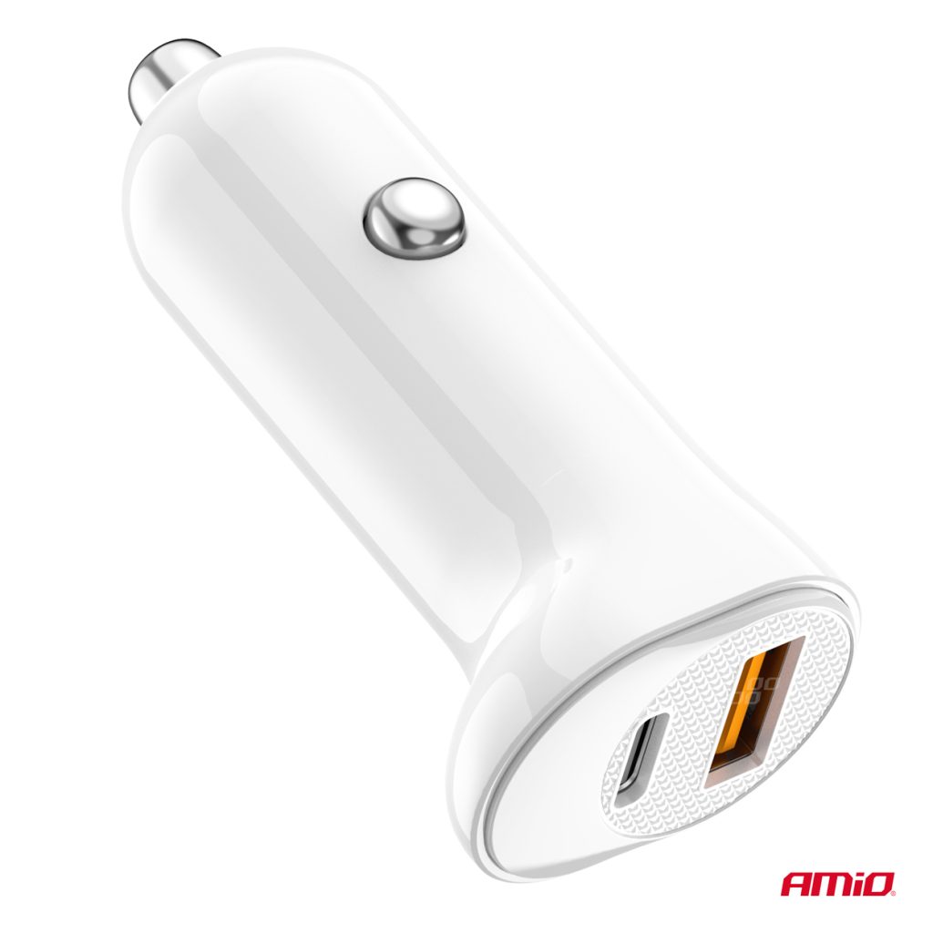 Εικόνα 4 από 5 — Amio – ΦΟΡΤΙΣΤΗΣ ΑΝΑΠΤΗΡΑ 12/24V ΜΕ 2 ΘΥΡΕΣ USB-C+USB 20W 5V/3AQC ΤΑΧΕΙΑΣ ΦΟΡΤΙΣΗΣ ΛΕΥΚΟΣ – 1 Τεμ. (03875/AM)