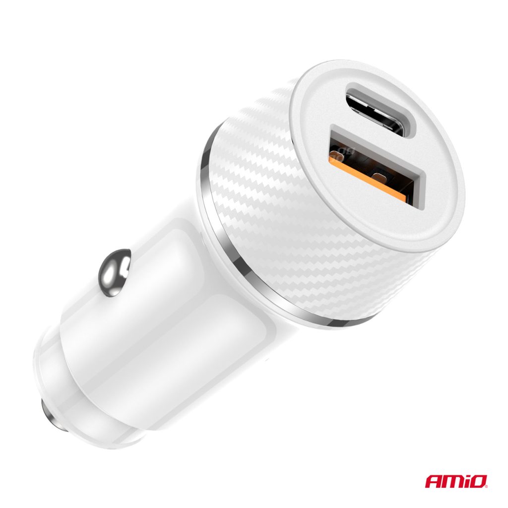 Εικόνα 3 από 5 — Amio – ΦΟΡΤΙΣΤΗΣ ΑΝΑΠΤΗΡΑ 12/24V ΜΕ 2 ΘΥΡΕΣ USB-C+USB 20W 5V/3AQC ΤΑΧΕΙΑΣ ΦΟΡΤΙΣΗΣ ΛΕΥΚΟΣ – 1 Τεμ. (03878/AM)