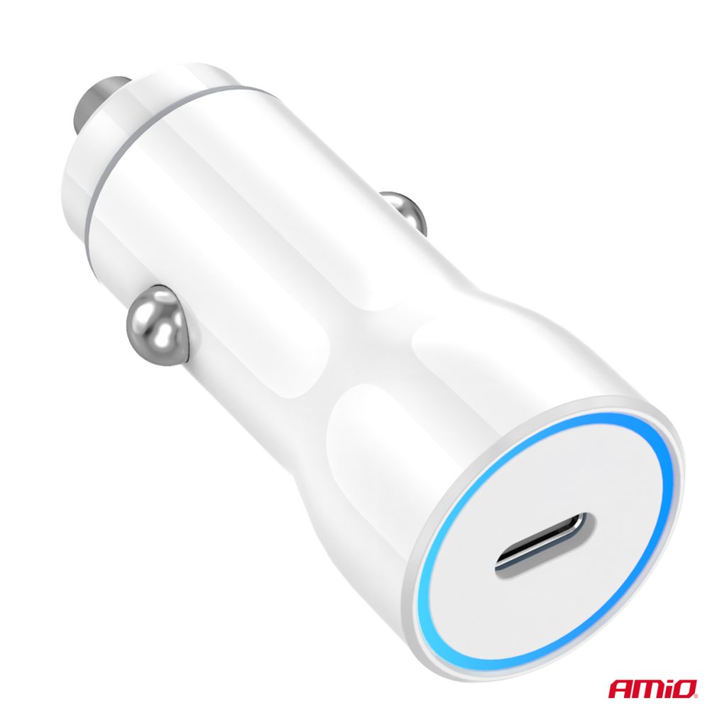Εικόνα 5 από 6 — Amio – ΦΟΡΤΙΣΤΗΣ ΑΝΑΠΤΗΡΑ 12/24V ΜΕ 1 ΘΥΡΑ USB-C 20W 5V/3AQC ΤΑΧΕΙΑΣ ΦΟΡΤΙΣΗΣ ΛΕΥΚΟΣ – 1 Τεμ. (03880/AM)