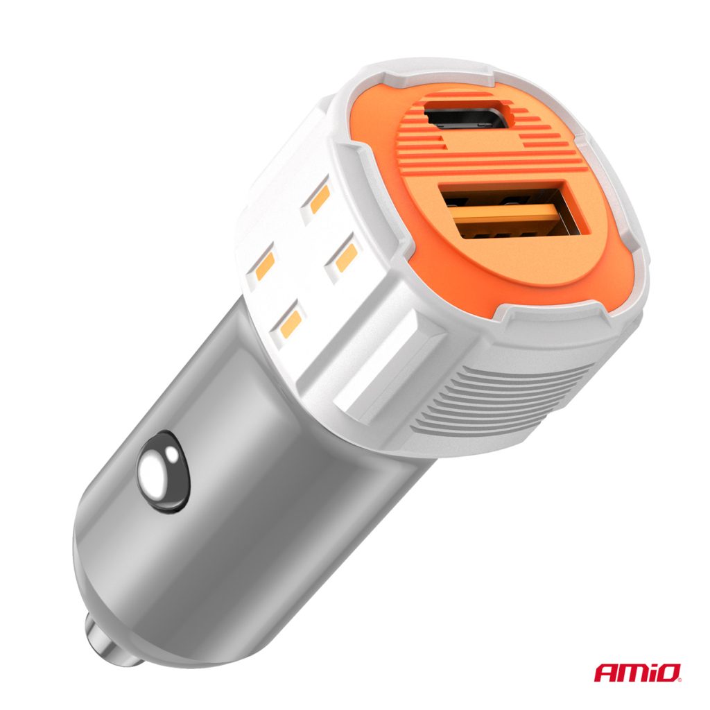 Εικόνα 3 από 5 — Amio – ΦΟΡΤΙΣΤΗΣ ΑΝΑΠΤΗΡΑ 12/24V ΜΕ 2 ΘΥΡΕΣ USB-C+USB 20W 5V/3AQC ΤΑΧΕΙΑΣ ΦΟΡΤΙΣΗΣ ΛΕΥΚΟΣ – 1 Τεμ. (03882/AM)