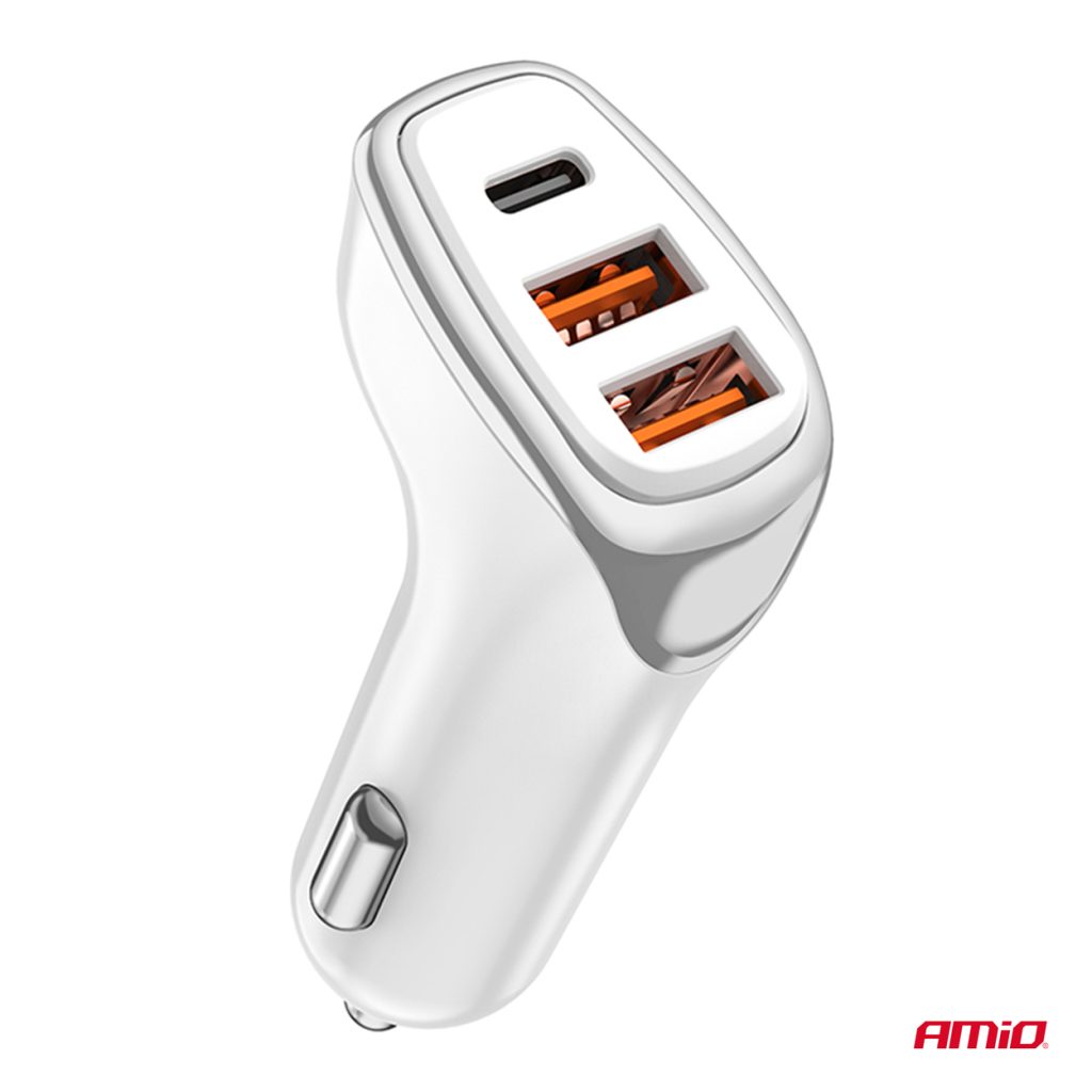 Εικόνα 4 από 5 — Amio – ΦΟΡΤΙΣΤΗΣ ΑΝΑΠΤΗΡΑ 12/24V ΜΕ 3 ΘΥΡΕΣ USB-C+2xUSB 38W 5V/3AQC ΤΑΧΕΙΑΣ ΦΟΡΤΙΣΗΣ ΛΕΥΚΟΣ – 1 Τεμ. (03886/AM)