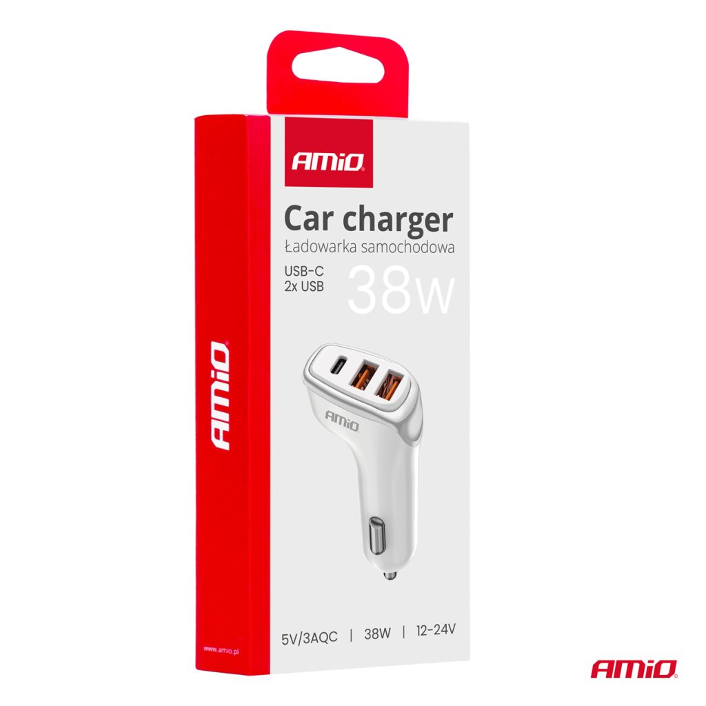 Εικόνα 5 από 5 — Amio – ΦΟΡΤΙΣΤΗΣ ΑΝΑΠΤΗΡΑ 12/24V ΜΕ 3 ΘΥΡΕΣ USB-C+2xUSB 38W 5V/3AQC ΤΑΧΕΙΑΣ ΦΟΡΤΙΣΗΣ ΛΕΥΚΟΣ – 1 Τεμ. (03886/AM)