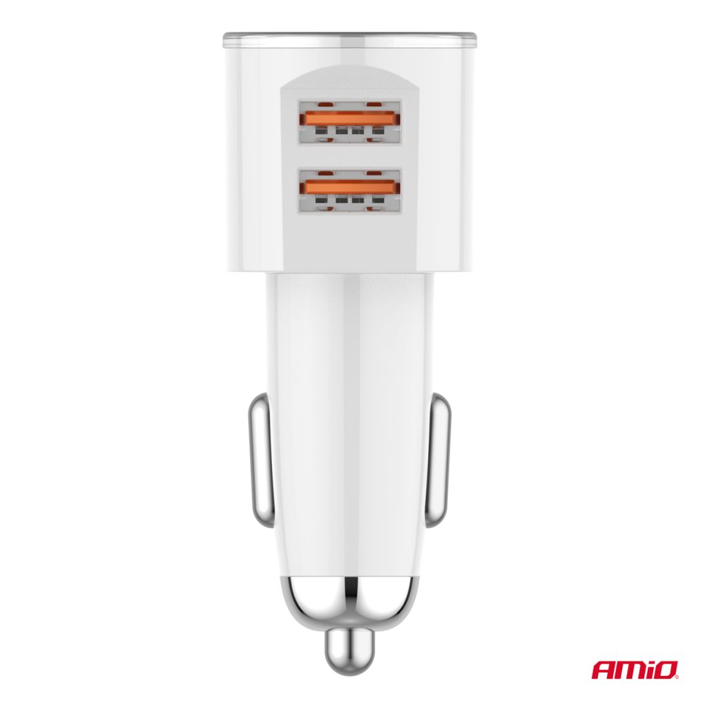 Εικόνα 4 από 5 — Amio – ΦΟΡΤΙΣΤΗΣ ΑΝΑΠΤΗΡΑ 12/24V ΜΕ 2 ΘΥΡΕΣ 2xUSB 17.5W 5V/3.4A ΛΕΥΚΟΣ – 1 ΤΕΜ. (03888/AM)