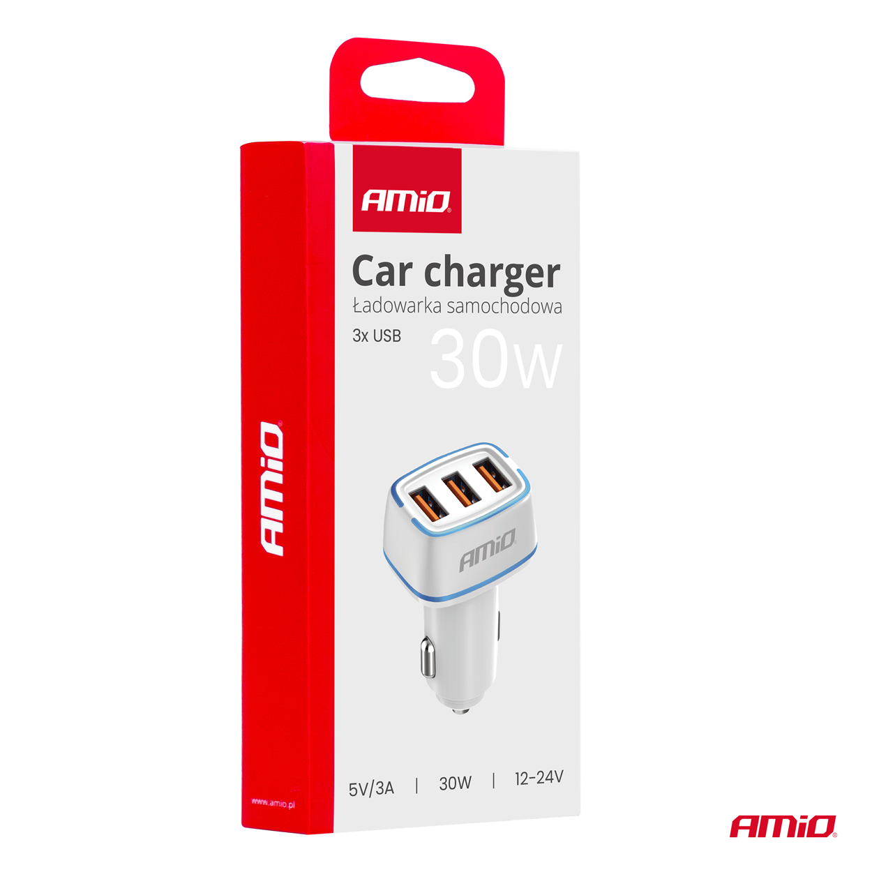 Εικόνα 5 από 5 — Amio – ΦΟΡΤΙΣΤΗΣ ΑΝΑΠΤΗΡΑ 12/24V ΜΕ 3 ΘΥΡΕΣ 3xUSB 30W 5V/3.0A ΛΕΥΚΟΣ 1 – 1 ΤΕΜ. (03889/AM)