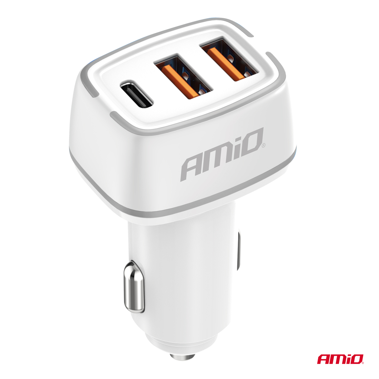 Εικόνα 2 από 5 — Amio – ΦΟΡΤΙΣΤΗΣ ΑΝΑΠΤΗΡΑ 12/24V ΜΕ 3 ΘΥΡΕΣ USB-C+2xUSB 32W 5V/3AQC ΤΑΧΕΙΑΣ ΦΟΡΤΙΣΗΣ ΛΕΥΚΟΣ – 1 ΤΕΜ. (03890/AM)