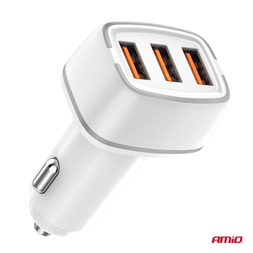 Εικόνα 3 από 5 — Amio – ΦΟΡΤΙΣΤΗΣ ΑΝΑΠΤΗΡΑ 12/24V ΜΕ 3 ΘΥΡΕΣ USB-C+2xUSB 32W 5V/3AQC ΤΑΧΕΙΑΣ ΦΟΡΤΙΣΗΣ ΛΕΥΚΟΣ – 1 ΤΕΜ. (03890/AM)