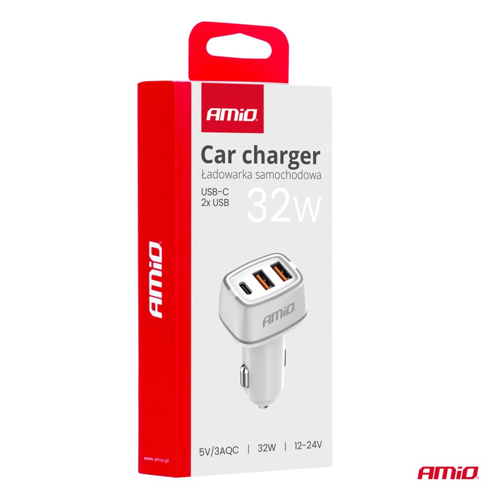 Εικόνα 5 από 5 — Amio – ΦΟΡΤΙΣΤΗΣ ΑΝΑΠΤΗΡΑ 12/24V ΜΕ 3 ΘΥΡΕΣ USB-C+2xUSB 32W 5V/3AQC ΤΑΧΕΙΑΣ ΦΟΡΤΙΣΗΣ ΛΕΥΚΟΣ – 1 ΤΕΜ. (03890/AM)