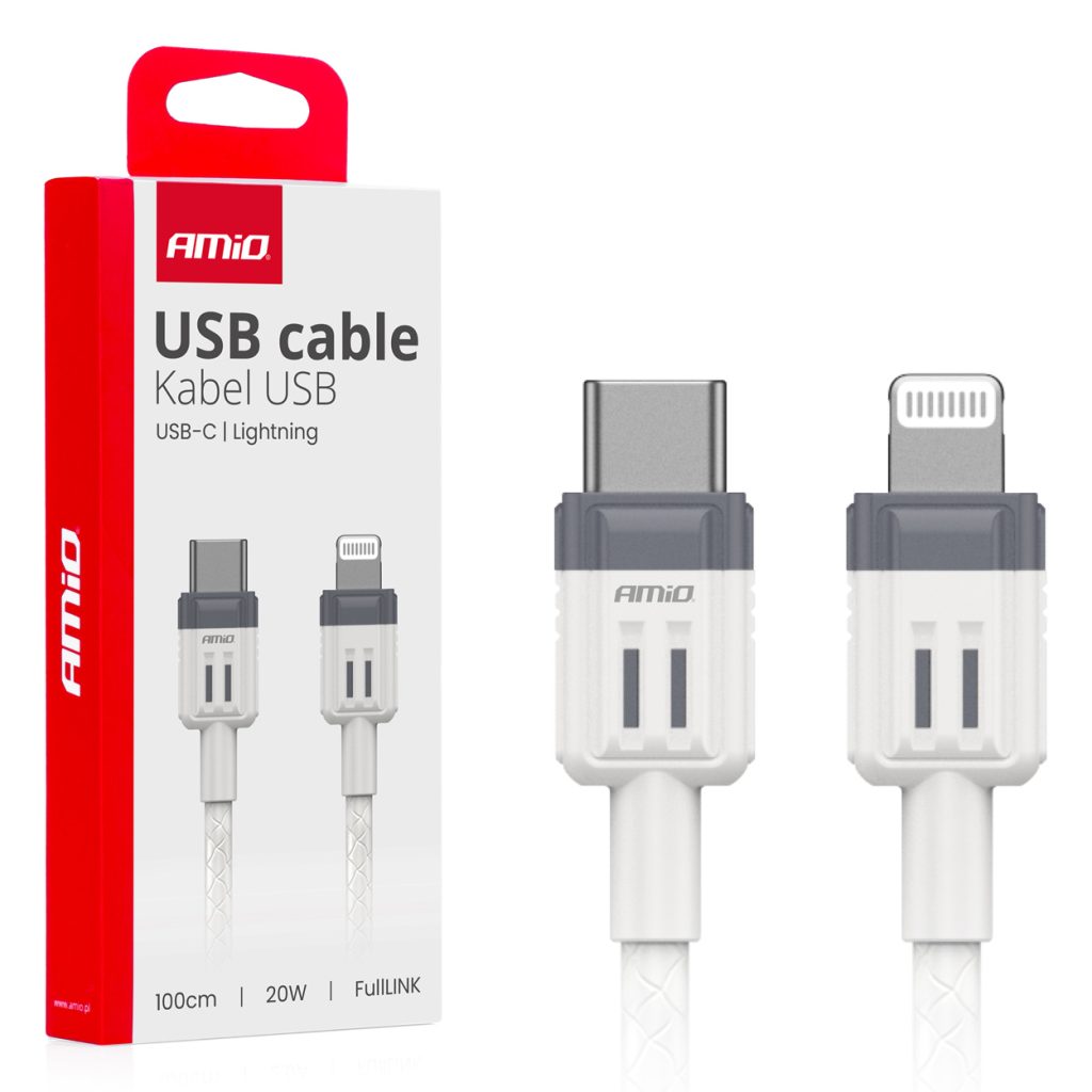 Εικόνα 1 από 3 — Amio – ΚΑΛΩΔΙΟ ΦΟΡΤΙΣΗΣ ΚΑΙ ΜΕΤΑΦΟΡΑΣ ΔΕΔΟΜΕΝΩΝ ΑΠΟ USB TYPE C ΣΕ APPLE LIGHTING 100CM 20W ΛΕΥΚΟ – 1 ΤΕΜ. (03910/AM)