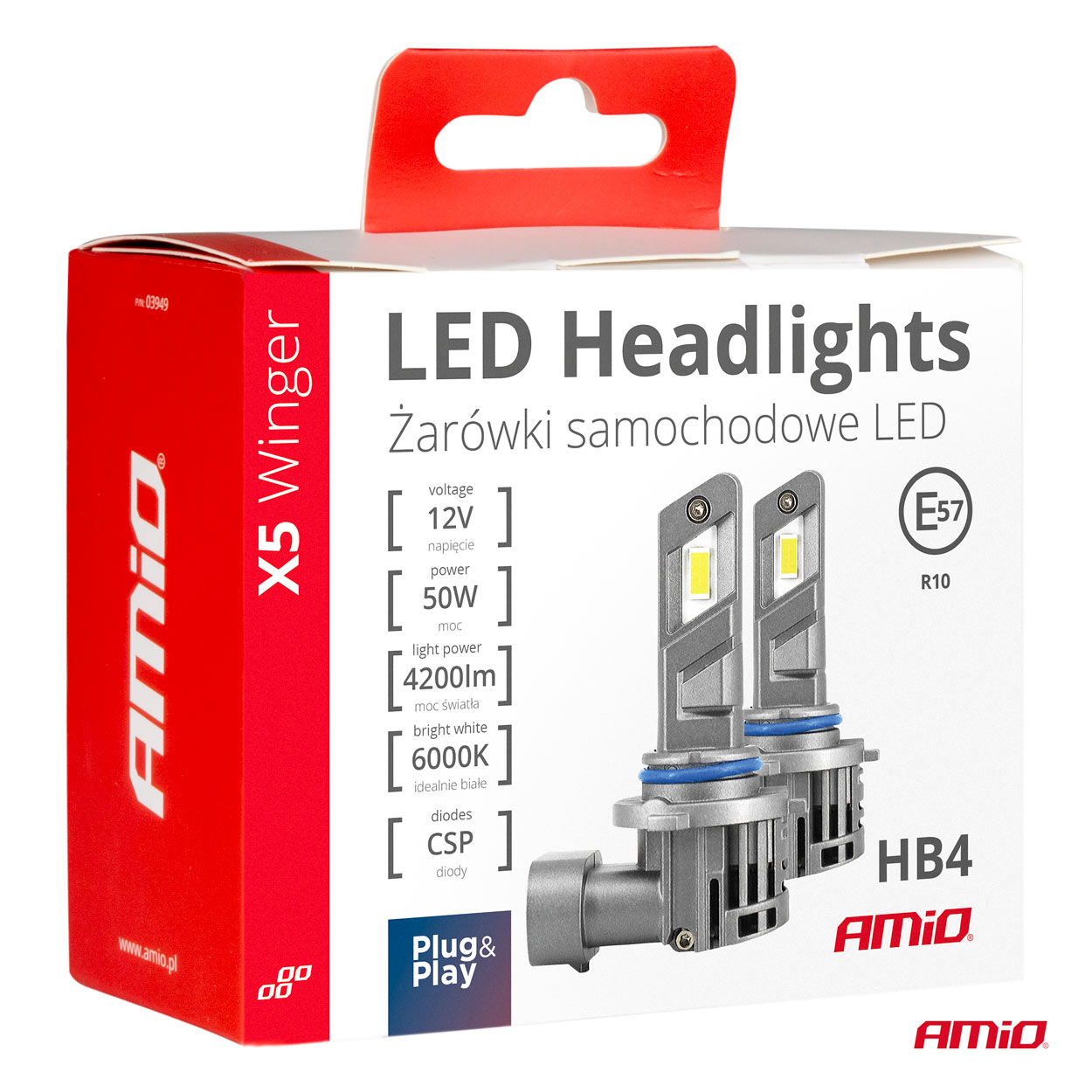 Εικόνα 6 από 6 — Amio – HB4 12V 50W 6.000K 4200LM CSP LED CAN-BUS SERIES X5 WINGER 2ΤΕΜ. (03949/AM)