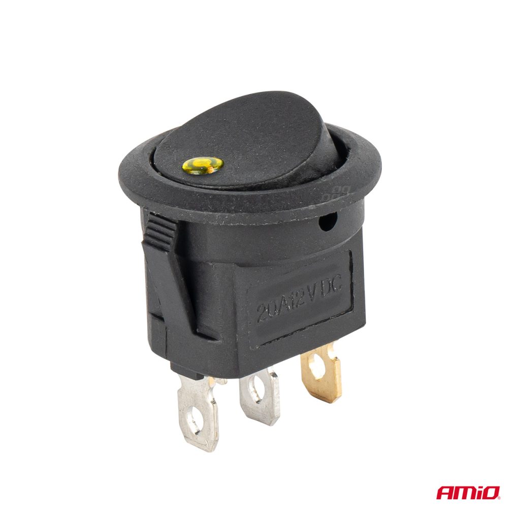 Εικόνα 4 από 5 — Amio – ΔΙΑΚΟΠΤΗΣ 12V ON/OFF ΣΤΡΟΓΓΥΛΟΣ ΜΕ 3 ΕΠΑΦΕΣ ΚΙΤΡΙΝΟ LED – 1 τεμ. (03962/AM)