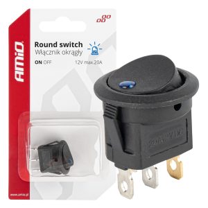 Amio - ΔΙΑΚΟΠΤΗΣ 12V ON/OFF ΣΤΡΟΓΓΥΛΟΣ ΜΕ 3 ΕΠΑΦΕΣ ΜΠΛΕ LED - 1 τεμ. (03963/AM)