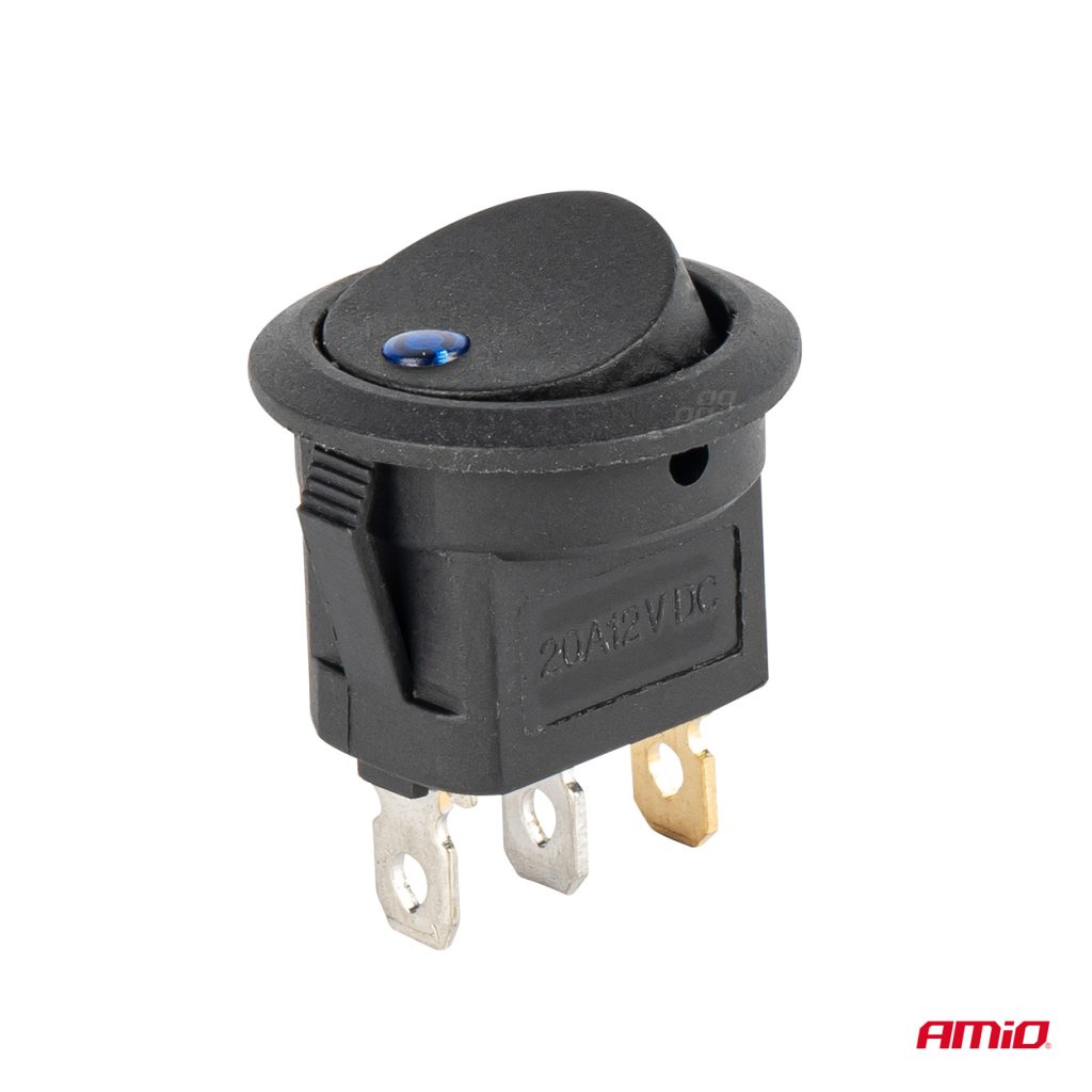 Εικόνα 4 από 5 — Amio – ΔΙΑΚΟΠΤΗΣ 12V ON/OFF ΣΤΡΟΓΓΥΛΟΣ ΜΕ 3 ΕΠΑΦΕΣ ΜΠΛΕ LED – 1 τεμ. (03963/AM)