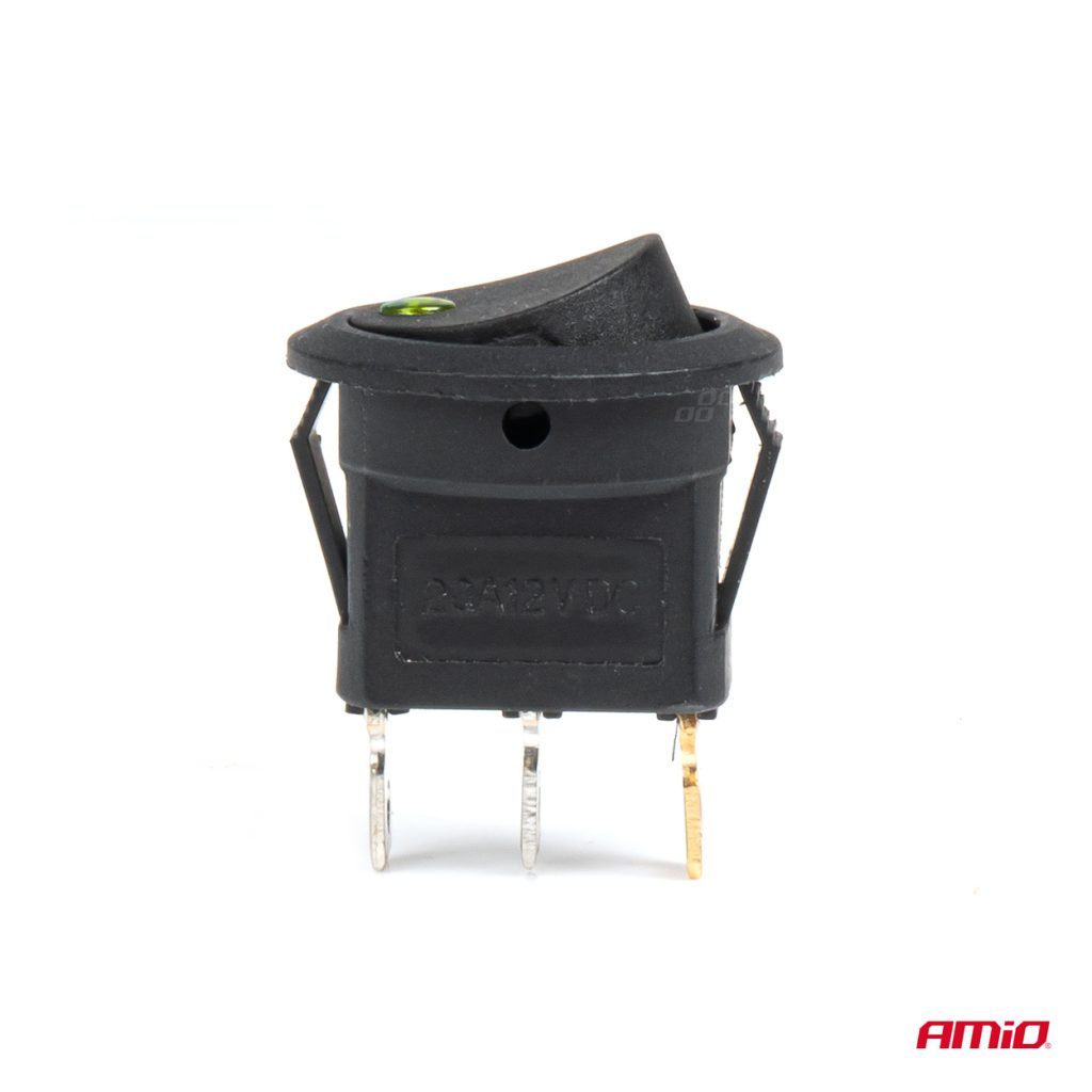 Εικόνα 3 από 5 — Amio – ΔΙΑΚΟΠΤΗΣ 12V ON/OFF ΣΤΡΟΓΓΥΛΟΣ ΜΕ 3 ΕΠΑΦΕΣ ΠΡΑΣΙΝΟΣ LED – 1 τεμ. (03964/AM)