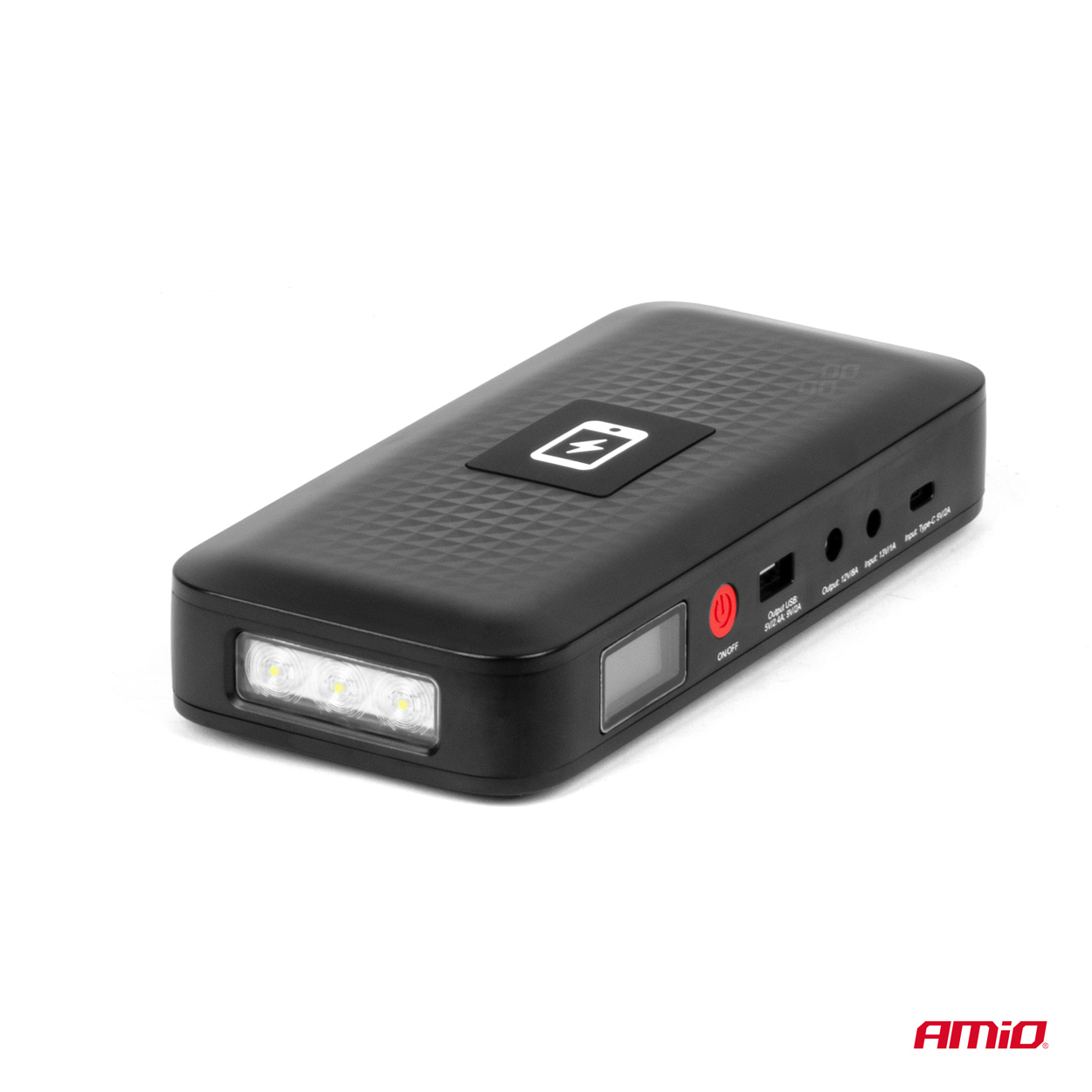 Εικόνα 3 από 9 — Amio – ΕΚΚΙΝΗΤΗΣ ΜΠΑΤΑΡΙΑΣ – STARTER POWERBANK 12V 4000mAh 800A ΜΕ ΟΘΟΝΗ LCD & ΑΣΥΡΜΑΤΗ ΦΟΡΤΙΣΗ – 1 τεμ. (04055/AM)