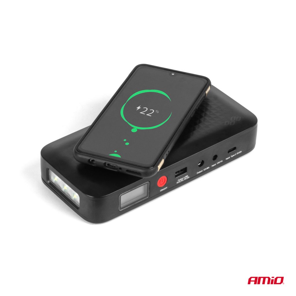 Εικόνα 7 από 9 — Amio – ΕΚΚΙΝΗΤΗΣ ΜΠΑΤΑΡΙΑΣ – STARTER POWERBANK 12V 4000mAh 800A ΜΕ ΟΘΟΝΗ LCD & ΑΣΥΡΜΑΤΗ ΦΟΡΤΙΣΗ – 1 τεμ. (04055/AM)