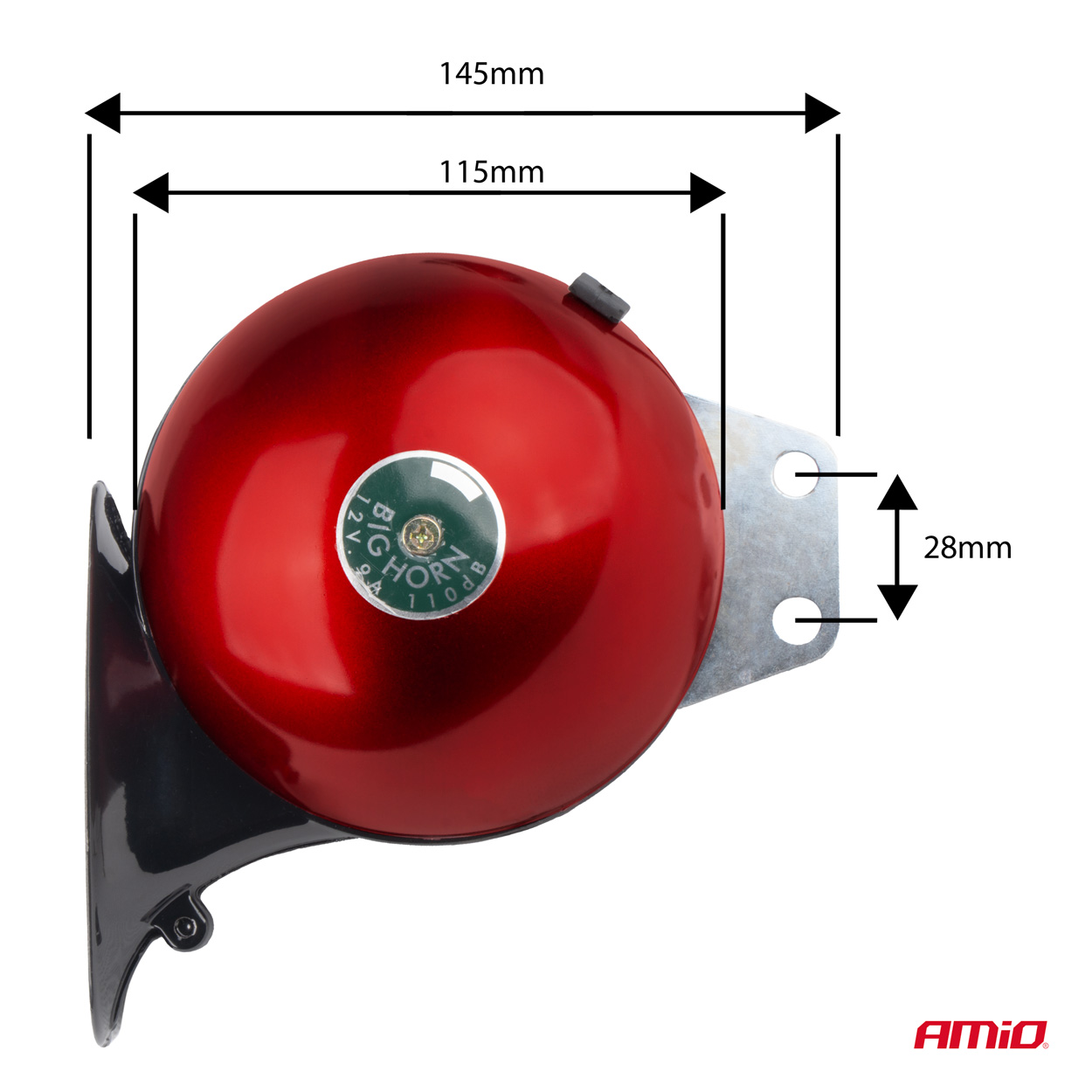 Εικόνα 2 από 5 — Amio – ΚΟΡΝΑ ΣΑΛΙΓΓΑΡΙΑ 12V – 110dB ΚΟΚΚΙΝΟ/ΜΑΥΡΟ – 2 ΤΕΜ. (04075/AM)
