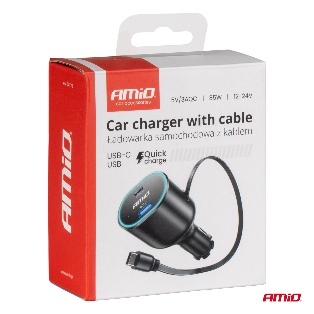 Εικόνα 5 από 5 — Amio – ΦΟΡΤΙΣΤΗΣ ΑΝΑΠΤΗΡΑ ΜΕ 2 ΘΥΡΕΣ USB-C 20W+USB-A QUICK CHARGE 3.0 ΜΕ ΚΑΛΩΔΙΟ USB-C 30W ΜΑΥΡΟ – 1 Τεμ. (04176/AM)