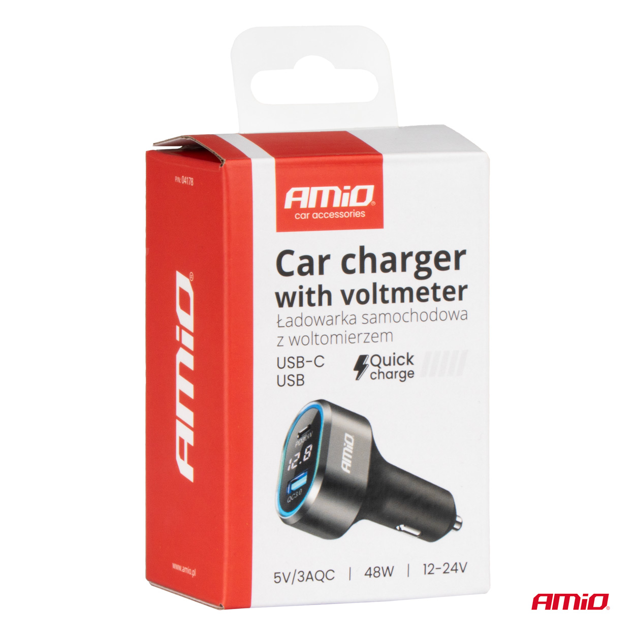 Εικόνα 5 από 5 — Amio – ΦΟΡΤΙΣΤΗΣ ΑΝΑΠΤΗΡΑ ΜΕ 2 ΘΥΡΕΣ USB-C+USB-A QUICK CHARGE 3.0 30W ΜΕ ΒΟΛΤΟΜΕΤΡΟ ΜΑΥΡΟ – 1 Τεμ. (04178/AM)