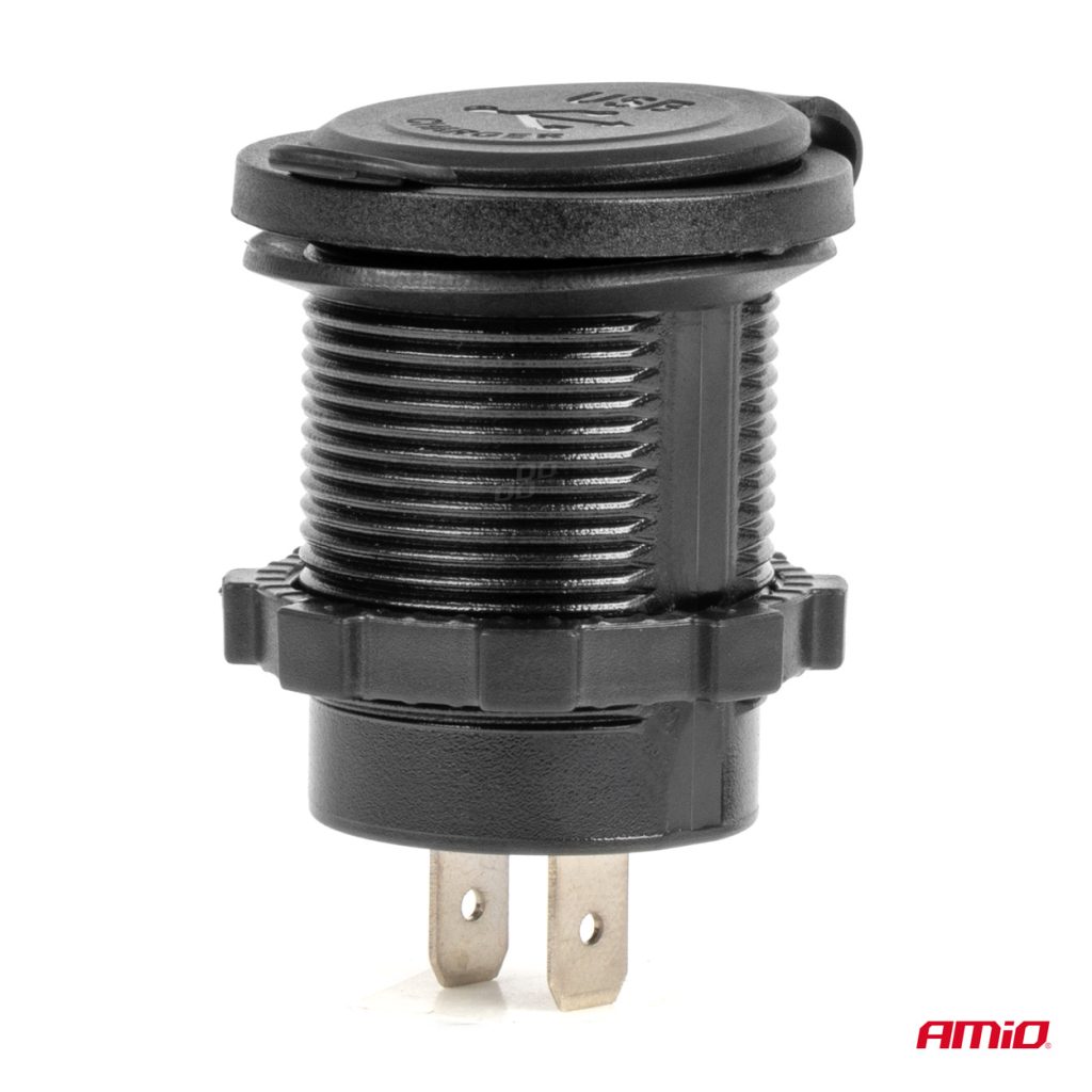 Εικόνα 3 από 5 — Amio – ΠΡΙΖΑ ΜΕ 2 ΘΥΡΕΣ USB ΚΑΙ ΚΑΠΑΚΙ ΜΑΥΡΗ 12/24V 4.2A ΑΔΙΑΒΡΟΧΗ ΜΕ ΜΠΛΕ LED ΦΩΣ ΕΝΔΕΙΞΗΣ – 1 ΤΕΜ. (04217/AM)