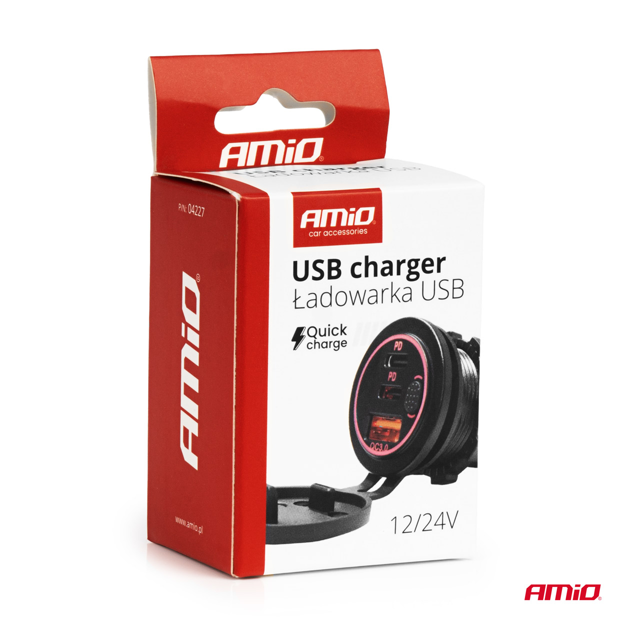 Εικόνα 5 από 5 — Amio – ΠΡΙΖΑ ΜΕ 3 ΘΥΡΕΣ(USB+2xUSB-C) ΜΕ ΔΙΑΚΟΠΤΗ ΚΑΙ ΚΑΠΑΚΙ 12/24V QUICK CHARGE 3.0 ΑΔΙΑΒΡΟΧΗ ΜΑΥΡΗ – 1 Τεμ. (04227/AM)