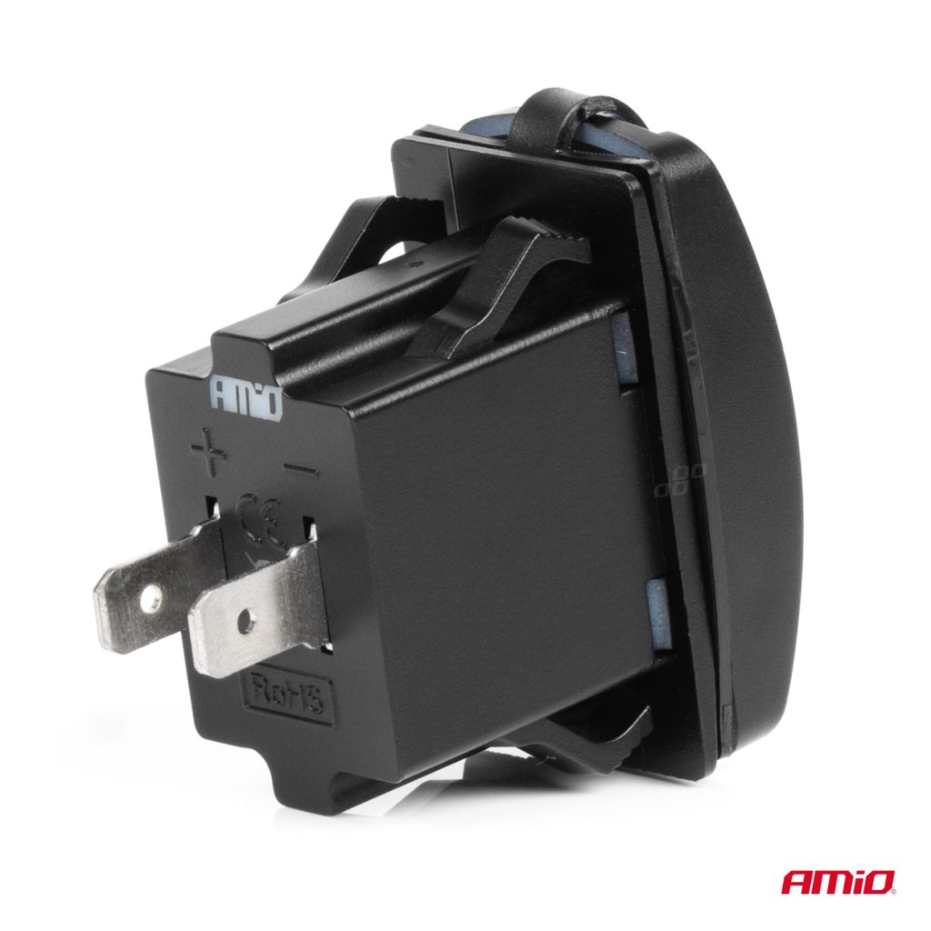 Εικόνα 2 από 5 — Amio – ΠΡΙΖΑ ΜΕ 2 ΘΥΡΕΣ-USB & USB-C ΚΑΙ ΚΑΠΑΚΙ 12/24V QUICK CHARGE 3.0 ΑΔΙΑΒΡΟΧΗ ΜΑΚΡΟΣΤΕΝΟ ΣΧΗΜΑ ΜΑΥΡΗ – 1 Τεμ. (04229/AM)