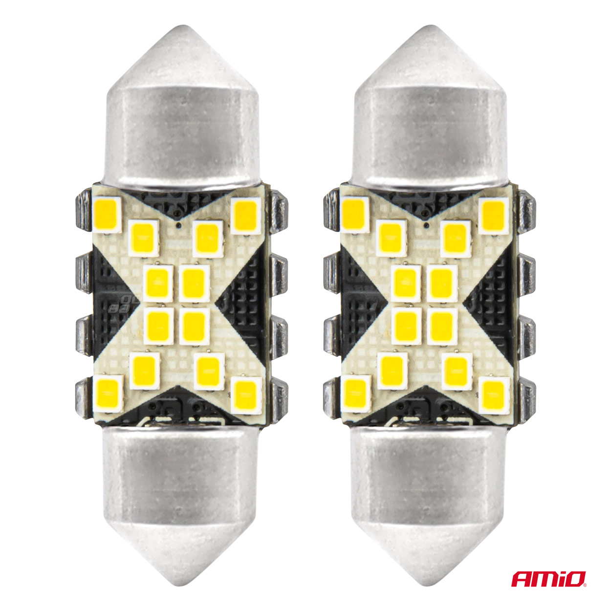 Εικόνα 2 από 5 — Amio – ΛΑΜΠΑΚΙΑ ΠΛΑΦΟΝΙΕΡΑΣ 31mm 12/24V C5W 5500K 12xSMD 2016 CAN-BUS FESTOON (ΛΕΥΚΟ) – 2 ΤΕΜ. (04235/AM)
