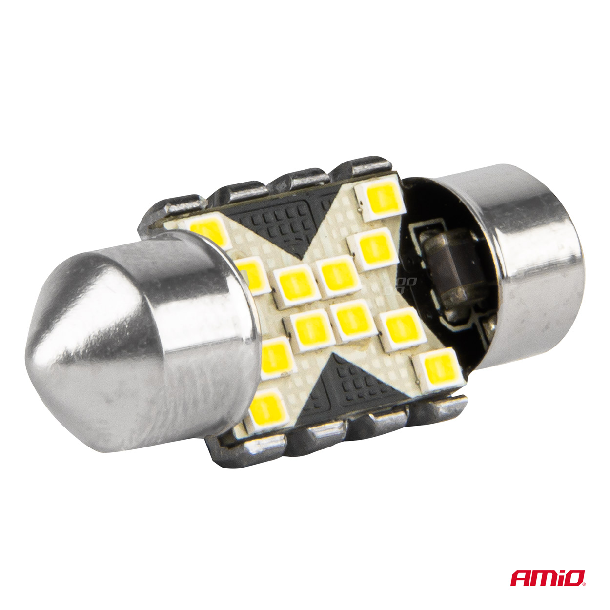 Εικόνα 4 από 5 — Amio – ΛΑΜΠΑΚΙΑ ΠΛΑΦΟΝΙΕΡΑΣ 31mm 12/24V C5W 5500K 12xSMD 2016 CAN-BUS FESTOON (ΛΕΥΚΟ) – 2 ΤΕΜ. (04235/AM)