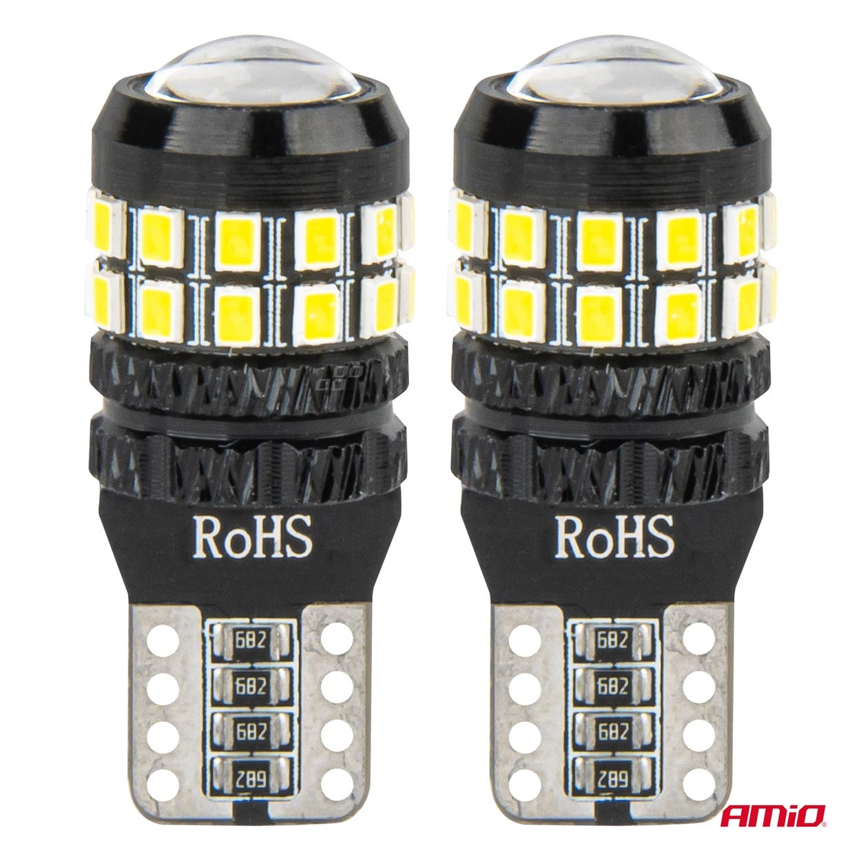 Εικόνα 2 από 5 — Amio – Λάμπες LED CANBUS T10 (W5W) 27SMD 2016 Λευκές 5500K 12V/24V – 2τεμ. (04258/AM)