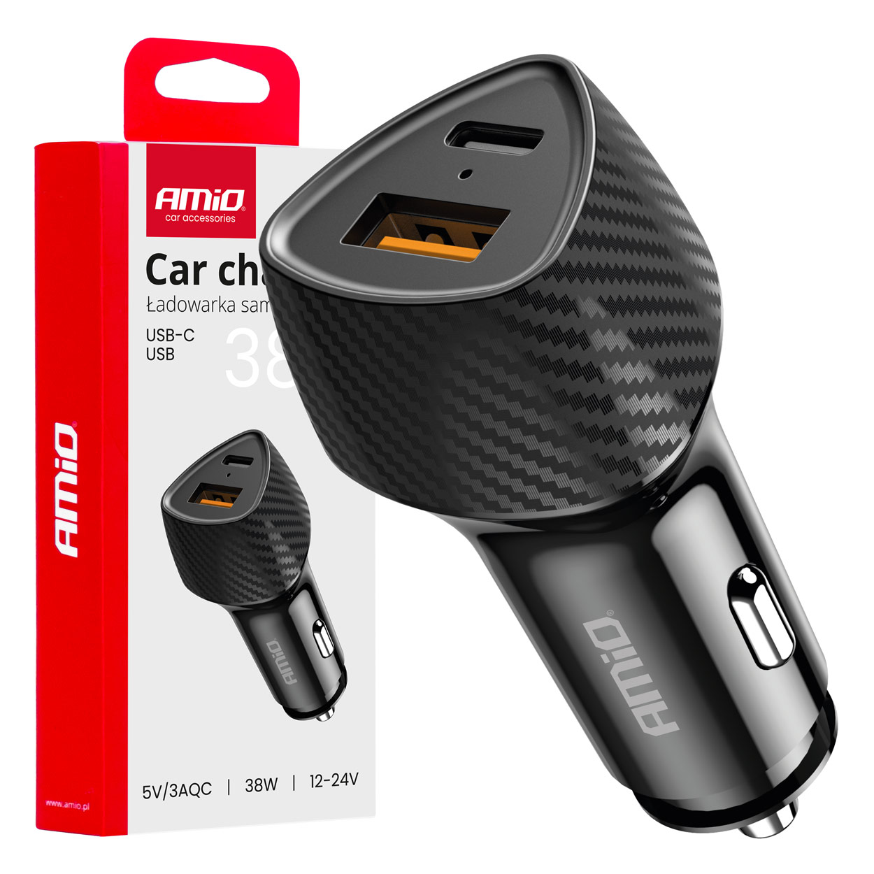 Εικόνα 1 από 6 — Amio – ΦΟΡΤΙΣΤΗΣ ΑΝΑΠΤΗΡΑ ΜΕ 2 ΘΥΡΕΣ USB-A QUICK CHARGE+USB-C 38W ΜΑΥΡΟ – 1 Τεμ. (04283/AM)