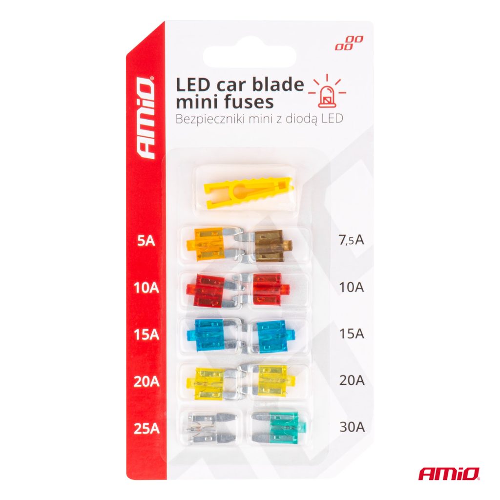 Εικόνα 6 από 6 — Amio – Ασφάλειες Mini Blade (Μαχαιρωτές) με LED Ένδειξη Καμένης Ασφάλειας & Εργαλείο Αφαίρεσης για Άμεσο Έλεγχο Ηλεκτρικού Κυκλώματος OE – 10 Τεμ. (04340/AM)