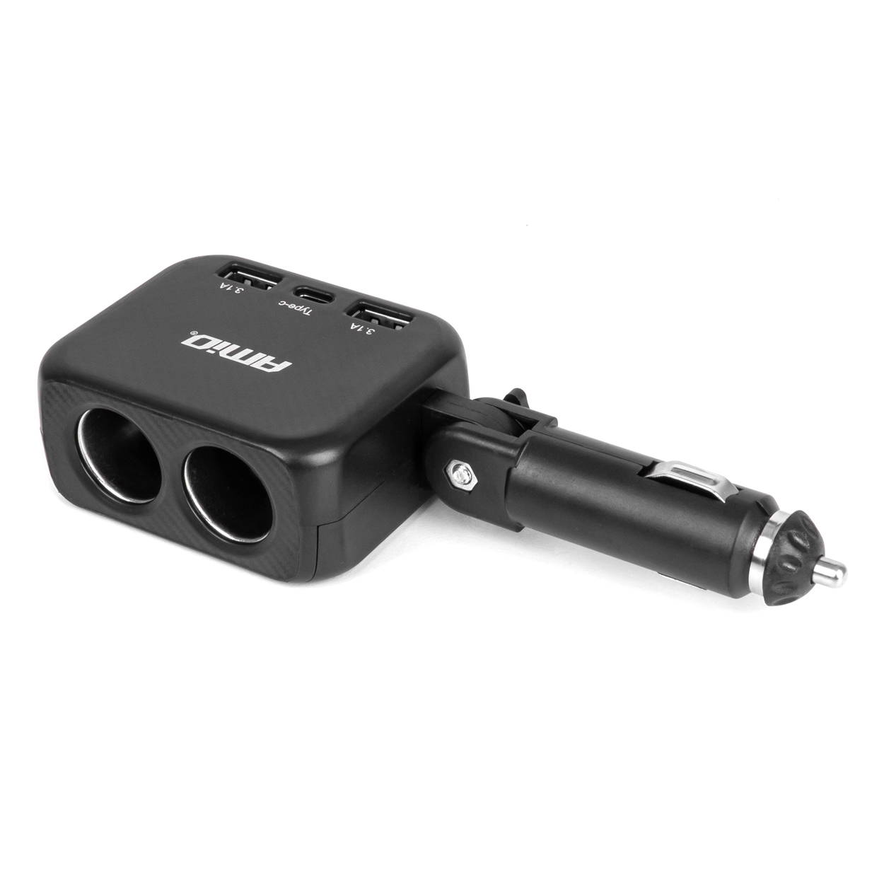 Εικόνα 1 από 8 — Amio – ΑΝΤΑΠΤΟΡΑΣ ΑΝΑΠΤΗΡΑ 12/24V 100W ΜΑΥΡΟΣ/2 ΘΕΣΕΙΣ/1xUSB-A+1xUSB-C/ΠΕΡΙΣΤΡΟΦΗ 180 ΜΟΙΡΩΝ – 1 ΤΕΜ. (04357/AM)