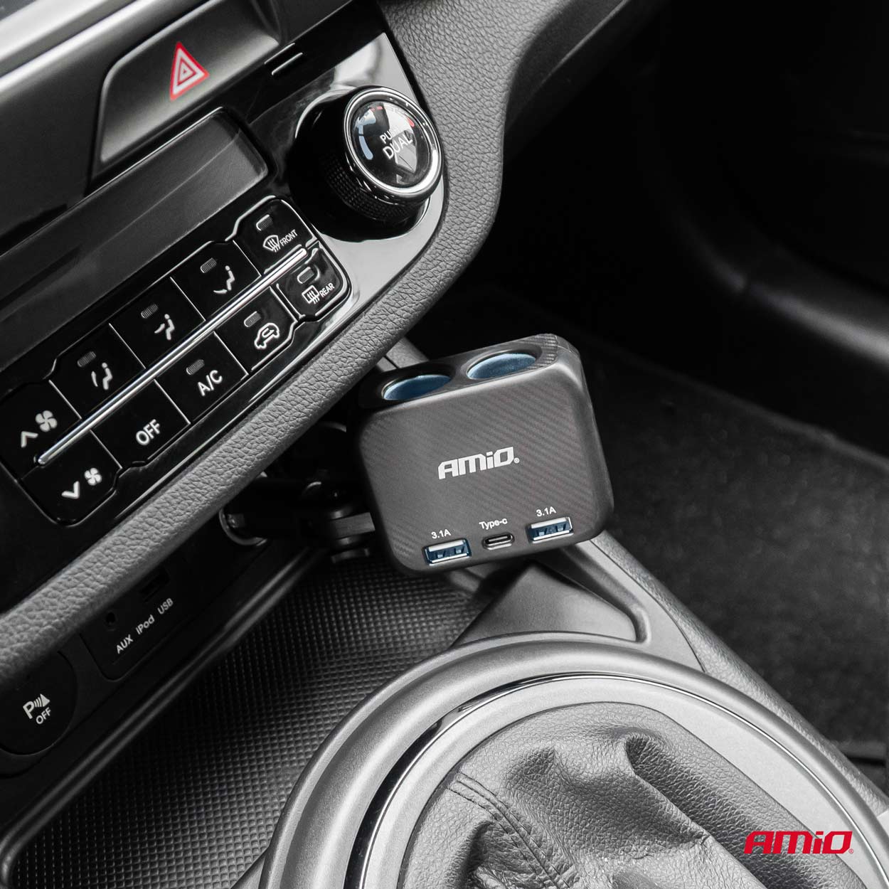 Εικόνα 3 από 8 — Amio – ΑΝΤΑΠΤΟΡΑΣ ΑΝΑΠΤΗΡΑ 12/24V 100W ΜΑΥΡΟΣ/2 ΘΕΣΕΙΣ/1xUSB-A+1xUSB-C/ΠΕΡΙΣΤΡΟΦΗ 180 ΜΟΙΡΩΝ – 1 ΤΕΜ. (04357/AM)