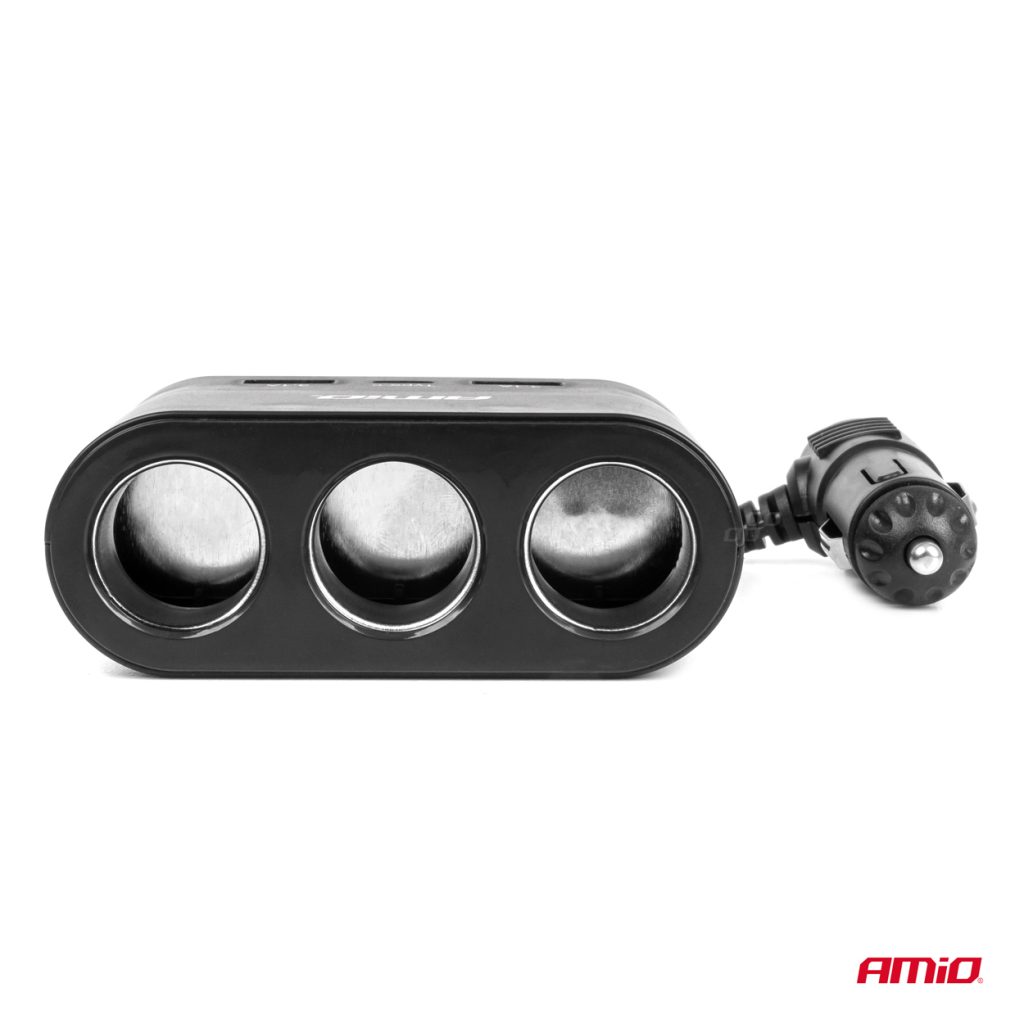 Εικόνα 3 από 6 — Amio – ΑΝΤΑΠΤΟΡΑΣ ΑΝΑΠΤΗΡΑ 12/24V 120W ΜΑΥΡΟΣ/3 ΘΕΣΕΙΣ/2xUSB-A+1xUSB-C ΤΑΧΕΙΑΣ ΦΟΡΤΙΣΗΣ/ΚΑΛΩΔΙΟ 70cm – 1 Τεμ. (04361/AM)