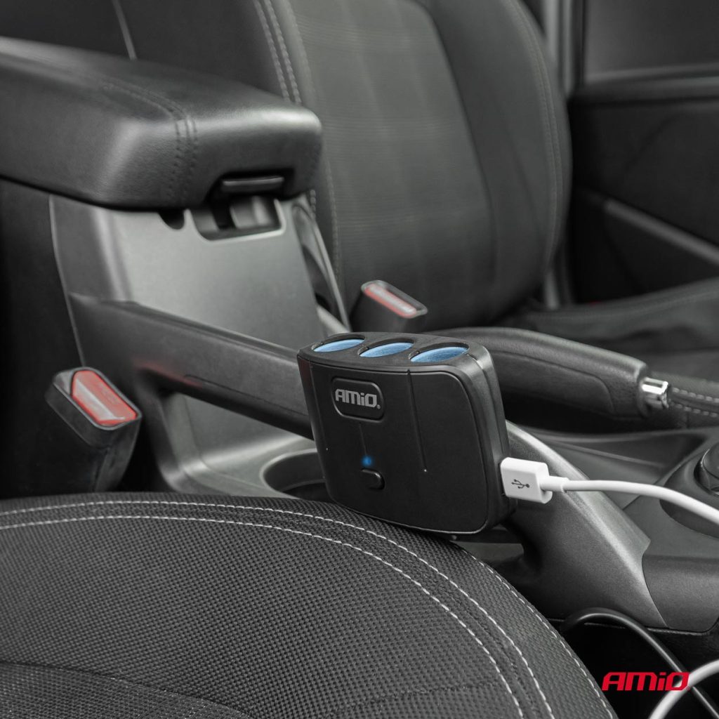 Εικόνα 2 από 10 — Amio – ΑΝΤΑΠΤΟΡΑΣ ΑΝΑΠΤΗΡΑ 12/24V 100W ΜΑΥΡΟΣ/3 ΘΕΣΕΙΣ/2xUSB-A /ΚΟΥΜΠΙ ON-OFF/ΚΑΛΩΔΙΟ 70cm – 1 Τεμ. (04362/AM)