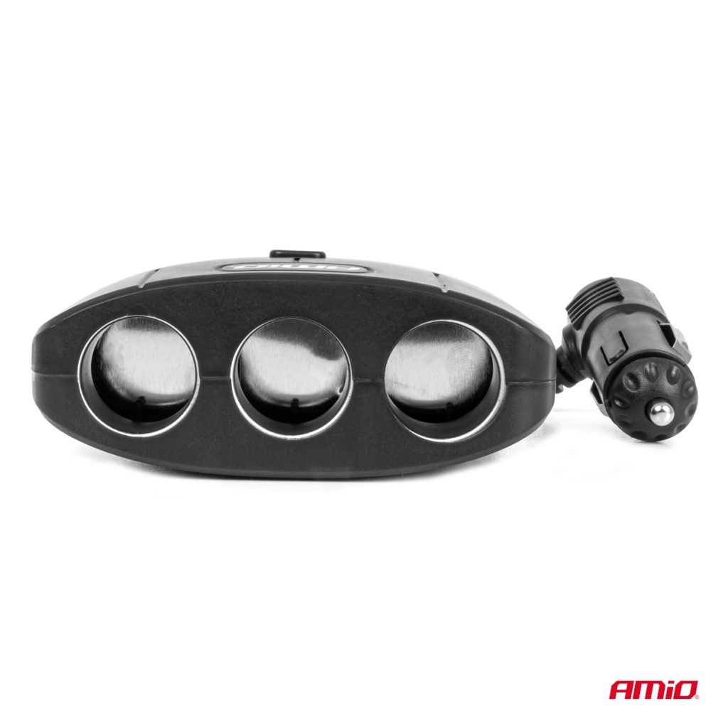 Εικόνα 4 από 10 — Amio – ΑΝΤΑΠΤΟΡΑΣ ΑΝΑΠΤΗΡΑ 12/24V 100W ΜΑΥΡΟΣ/3 ΘΕΣΕΙΣ/2xUSB-A /ΚΟΥΜΠΙ ON-OFF/ΚΑΛΩΔΙΟ 70cm – 1 Τεμ. (04362/AM)